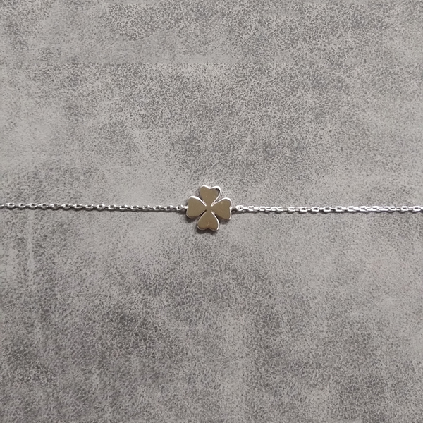 Customized Design Sterling Silver High Polish Four Leaf Clover Ladies Bracelet