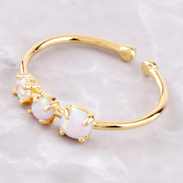 Elegant Design Sterling Silver Fire Opal Open Adjustable Women Ring