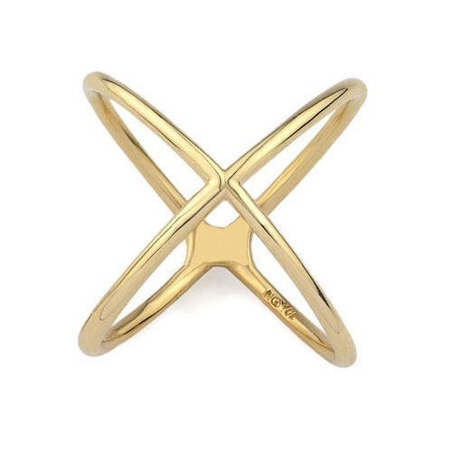 High Polish Solid Sterling Silver Gold Over Criss-cross Finger Ring Women