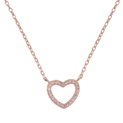 Small Design 925 Sterling Silver Cubic Zirconia Delicate Heart Necklace for Girls