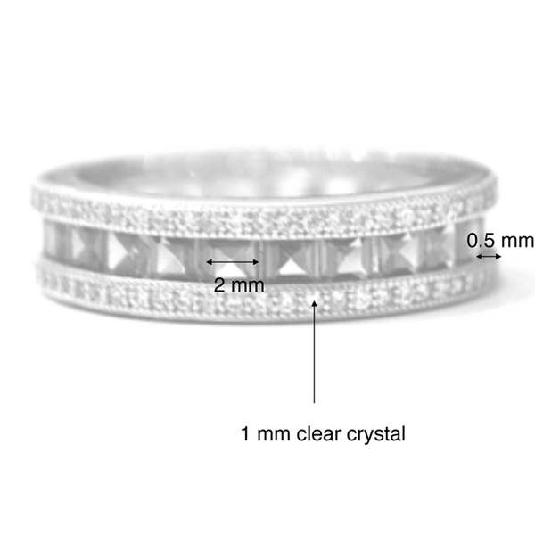 American Jewelry Sterling Silver White and Amethyst CZ Wide Band Ring