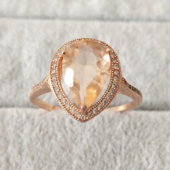 Traditional 925 Sterling Silver Teardrop Fake Diamond Engagement Ring