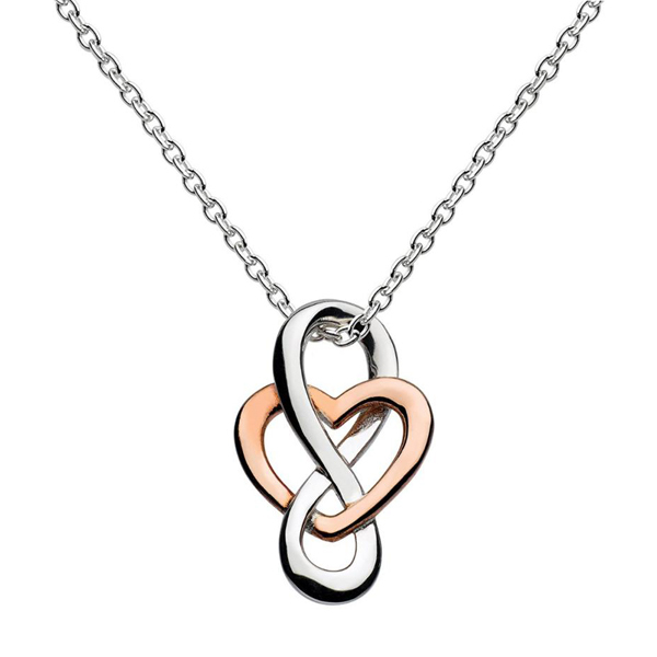 Women Plain Jewelry Sterling Silver Two Tone Heart Infinity Pendant Necklace