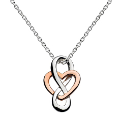 Women Plain Jewelry Sterling Silver Two Tone Heart Infinity Pendant Necklace