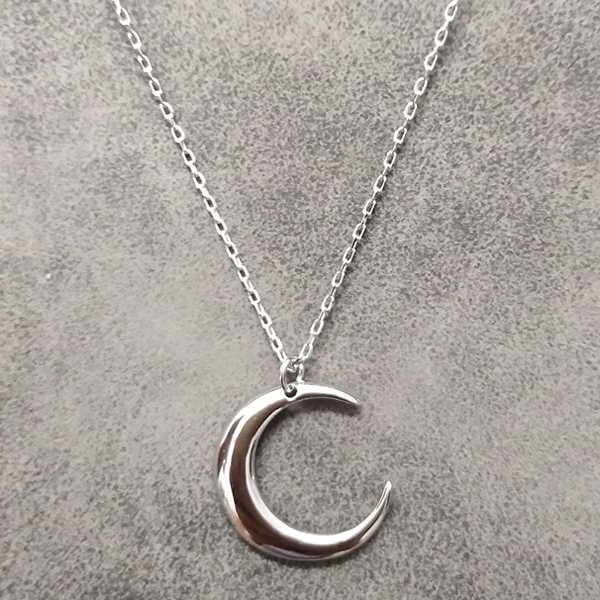 925 Sterling Silver Plain Jewelry High Polish Crescent Moon Necklace UK