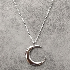 925 Sterling Silver Plain Jewelry High Polish Crescent Moon Necklace UK