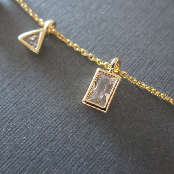 Fancy Jewelry Chunky Design Sterling Silver Square Cut CZ Necklace