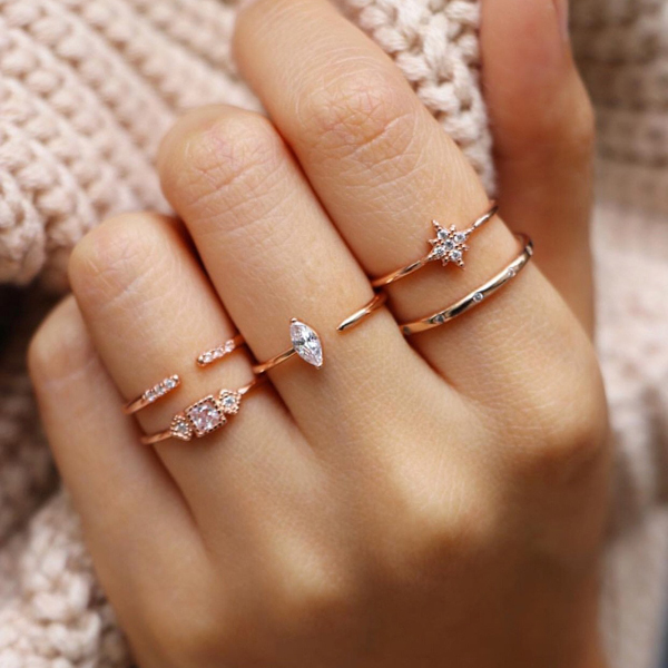 Simple Design 925 Sterling Silver Cubic Zirconia Tiny Open Band Ring