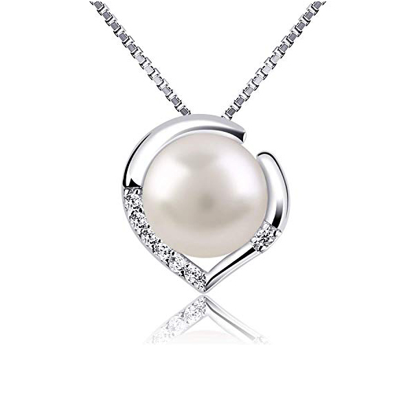 Fine Jewelry Sterling Silver Cubic Zirconia 10mm Freshwater Pearl Necklace
