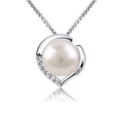 Fine Jewelry Sterling Silver Cubic Zirconia 10mm Freshwater Pearl Necklace
