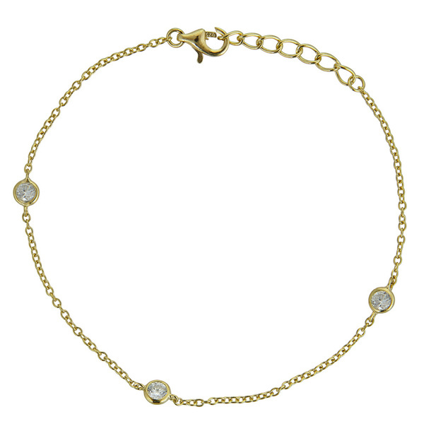 Hot Sale Sterling Silver Rose Gold Plated CZ Diamond by the Yard Bracelet