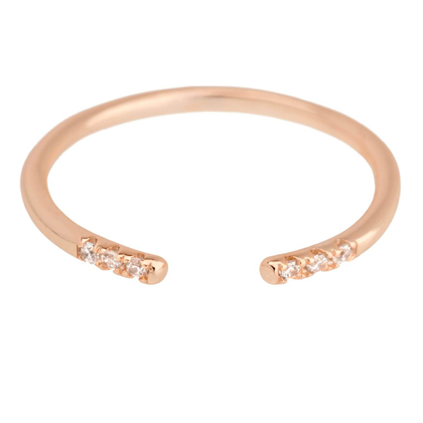 Simple Design 925 Sterling Silver Cubic Zirconia Tiny Open Band Ring