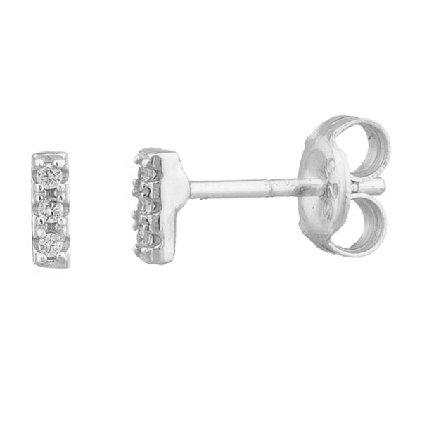 Tiny Design 925 Sterling Silver Cubic Zirconia Mini Bar Stud Earrings for Teens