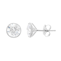 Fashion Jewelry Sterling Silver Bezel-set Cubic Zirconia Stud Earrings
