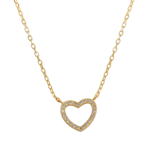 Small Design 925 Sterling Silver Cubic Zirconia Delicate Heart Necklace for Girls