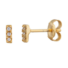 Tiny Design 925 Sterling Silver Cubic Zirconia Mini Bar Stud Earrings for Teens