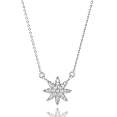925 Sterling Silver Artificial Diamond Starburst Necklace for Best Friends