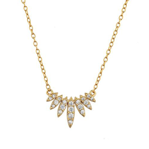 Customized Jewelry Sterling Silver Pave Set CZ Curved Necklace Design