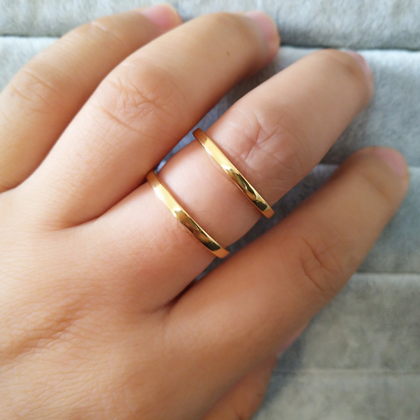 Landou Wholesale Jewelry High Polish Sterling Silver Double Layer Band Ring