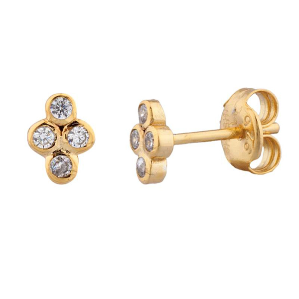 Custom Jewelry Sterling Silver Bezel-set CZ Simple Delicate Stud Earrings