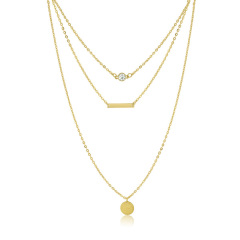 Landou Jewelry Sterling Silver Gold Plated Triple Layered Necklace for Women