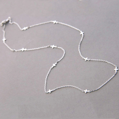 Landou Jewelry Sterling Silver Multi Tiny Cross Chain Necklace for Women