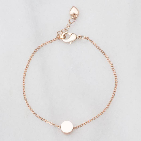 Fashion Plain Jewelry Sterling Silver Custom Small Round Disc Bracelet