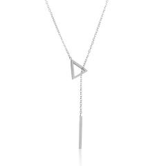 Landou Jewelry Sterling Silver High Polish Triangle Bar Lariat Necklace