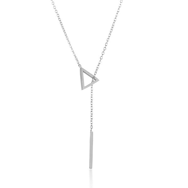 Landou Jewelry Sterling Silver High Polish Triangle Bar Lariat Necklace