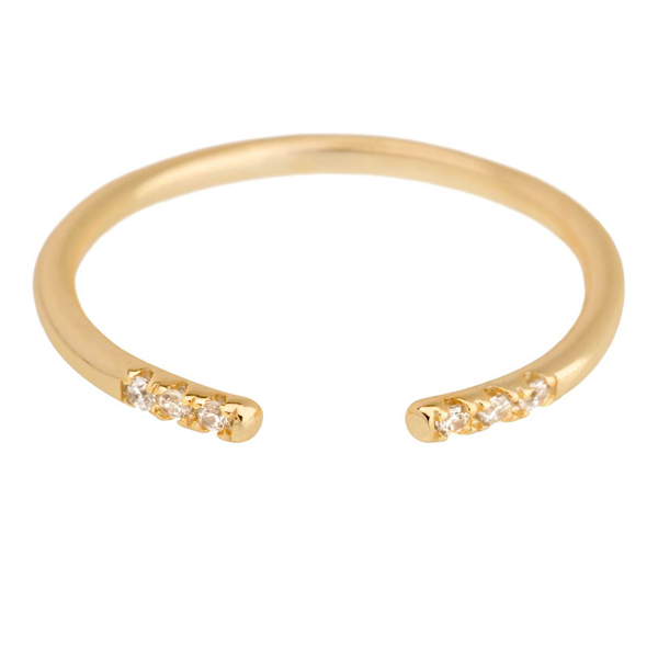 Simple Design 925 Sterling Silver Cubic Zirconia Tiny Open Band Ring