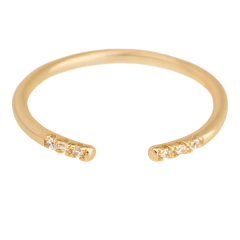 Simple Design 925 Sterling Silver Cubic Zirconia Tiny Open Band Ring