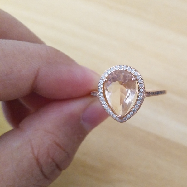Traditional 925 Sterling Silver Teardrop Fake Diamond Engagement Ring