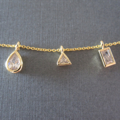 Fancy Jewelry Chunky Design Sterling Silver Square Cut CZ Necklace