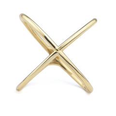High Polish Solid Sterling Silver Gold Over Criss-cross Finger Ring Women