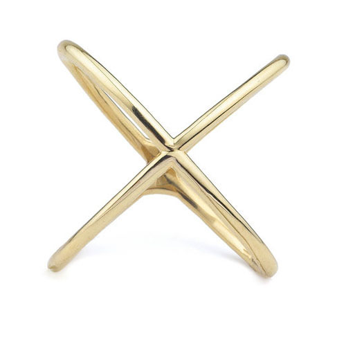 High Polish Solid Sterling Silver Gold Over Criss-cross Finger Ring Women
