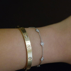 925 Sterling Silver Bezel-set CZ by the Yard Bracelet with Best Price