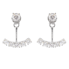 Fancy Jewelry Sterling Silver Cubic Zirconia Ear Jacket Drop Earrings for Her