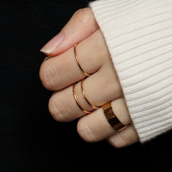 Simple Design Sterling Silver High Polish Thin Knuckle Dainty Band Ring