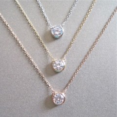 Landou Jewelry 925 Sterling Silver Cubic Zirconia Solitaire Necklace Women