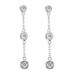 Hot Sale 925 Sterling Silver Bezel-set CZ by the Yard Drop Stud Earrings