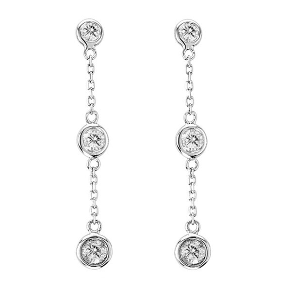 Hot Sale 925 Sterling Silver Bezel-set CZ by the Yard Drop Stud Earrings