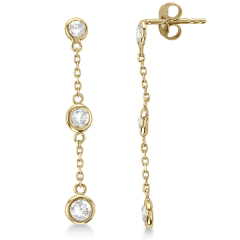 Hot Sale 925 Sterling Silver Bezel-set CZ by the Yard Drop Stud Earrings