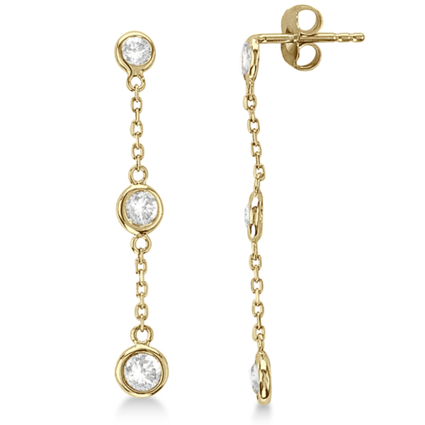 Hot Sale 925 Sterling Silver Bezel-set CZ by the Yard Drop Stud Earrings