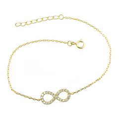 Fine Jewelry 925 Sterling Silver Cubic Zirconia Infinity Bracelet for Women