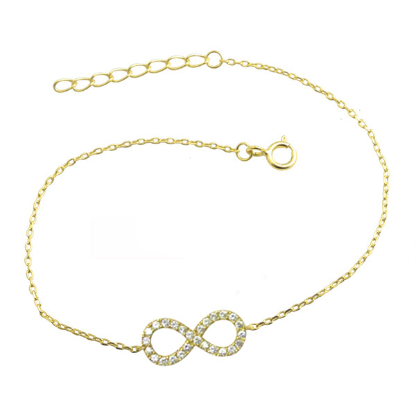 Fine Jewelry 925 Sterling Silver Cubic Zirconia Infinity Bracelet for Women