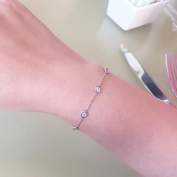 925 Sterling Silver Bezel-set CZ by the Yard Bracelet with Best Price