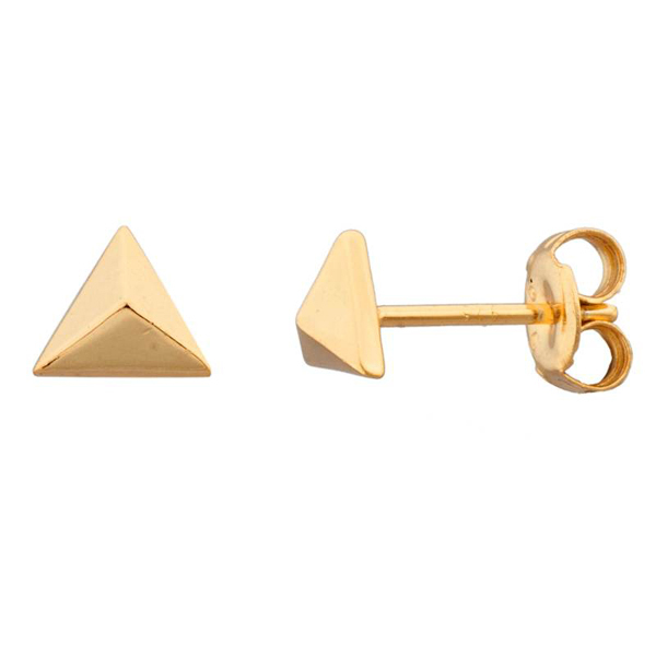 Landou Jewelry Sterling Silver 14K Gold Plain Tiny Triangle Stud Earrings