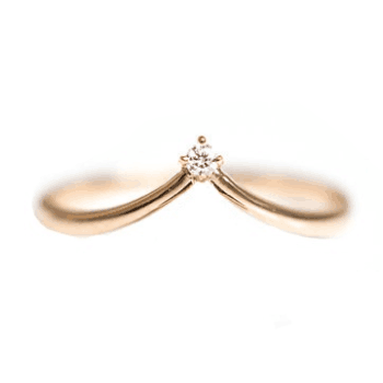 Fine Jewelry Simple Design Sterling Silver Solitaire V Shaped Ring