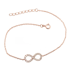 Fine Jewelry 925 Sterling Silver Cubic Zirconia Infinity Bracelet for Women