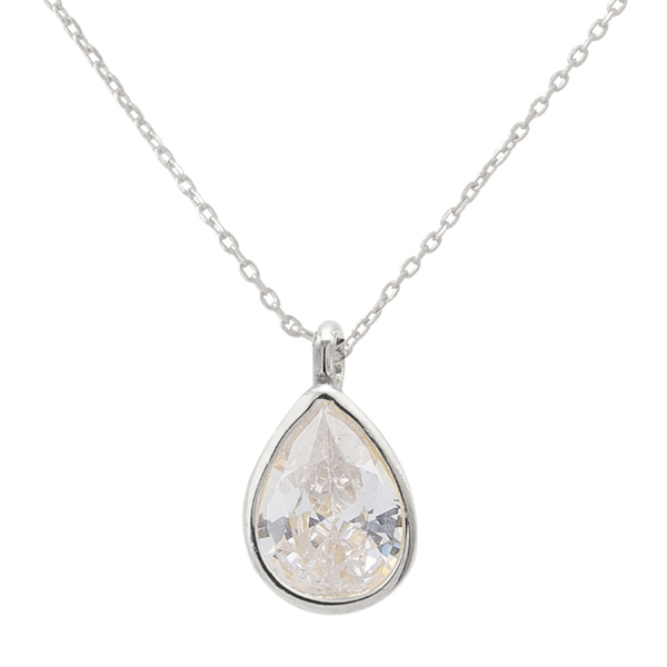 Bridal Jewelry 925 Sterling Silver Treadrop Fake Diamond Necklace for Wedding